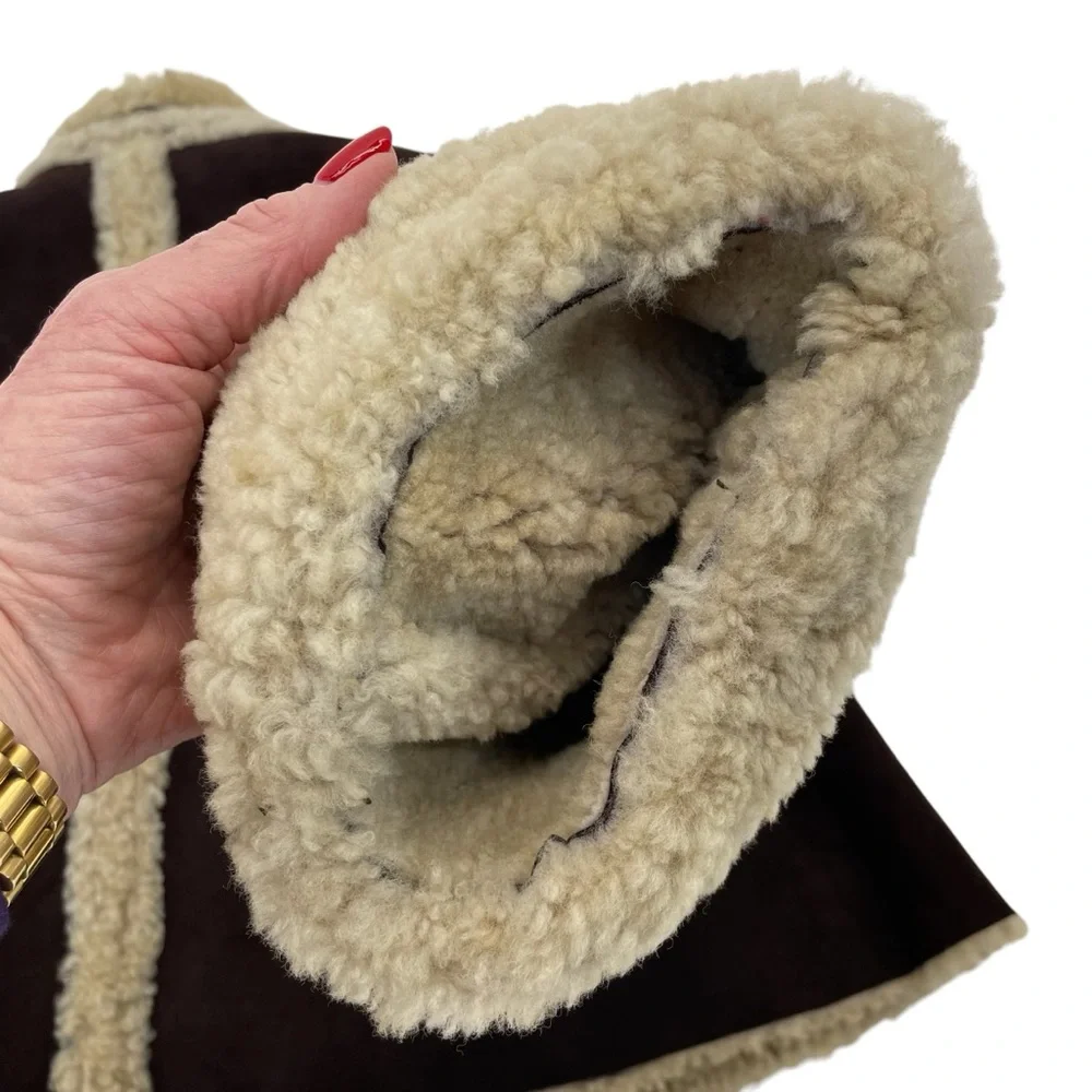 ❣️HP❣️Vakko Shearling & Suede Coat Large Brown/Natural - Picture 13 of 14